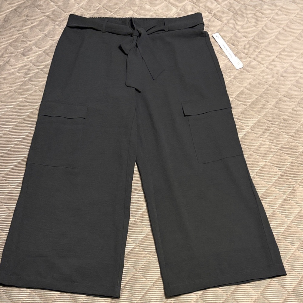 Black Wide-Leg Cargo Women’s Pants Sz L